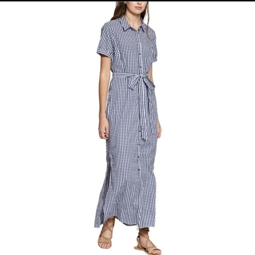 Sanctuary Blue & White Gingham Midi Dress NWT